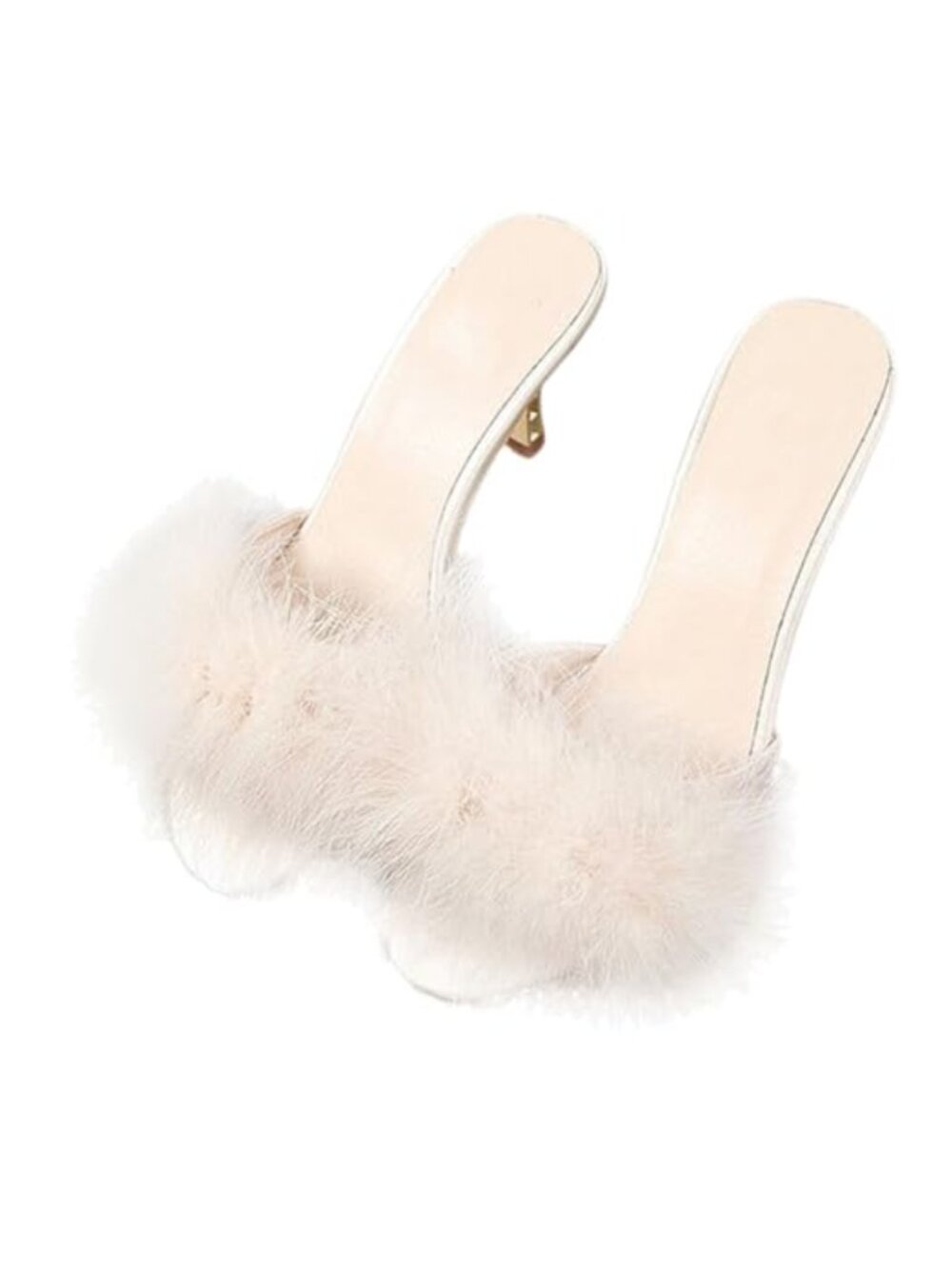 Fur Slippers Open Toe Crystal High Heels Pointed Slides Transparent Heel Sandals